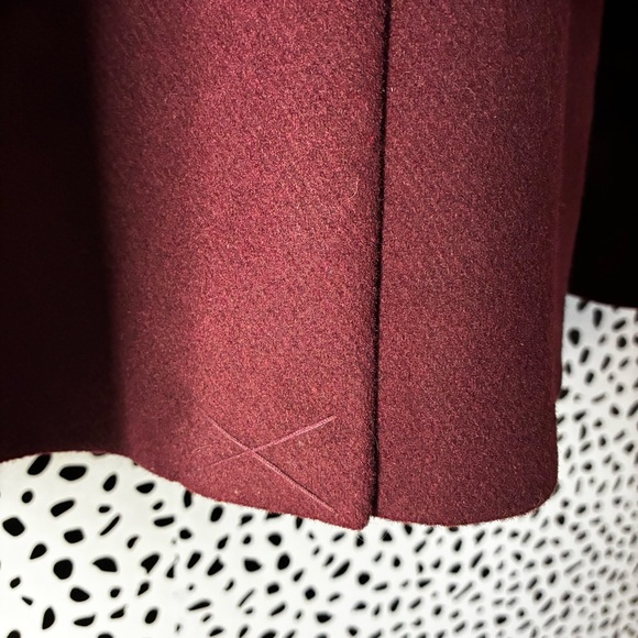 Kate Spade burgundy maroon wool fit and flare trench size small missing button - Picture 6 of 11